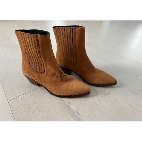 Zadig & Voltaire Tyler Cowboy Ankle Boots Cowboy Western Tan ( 40 ) - Picture 2 of 5